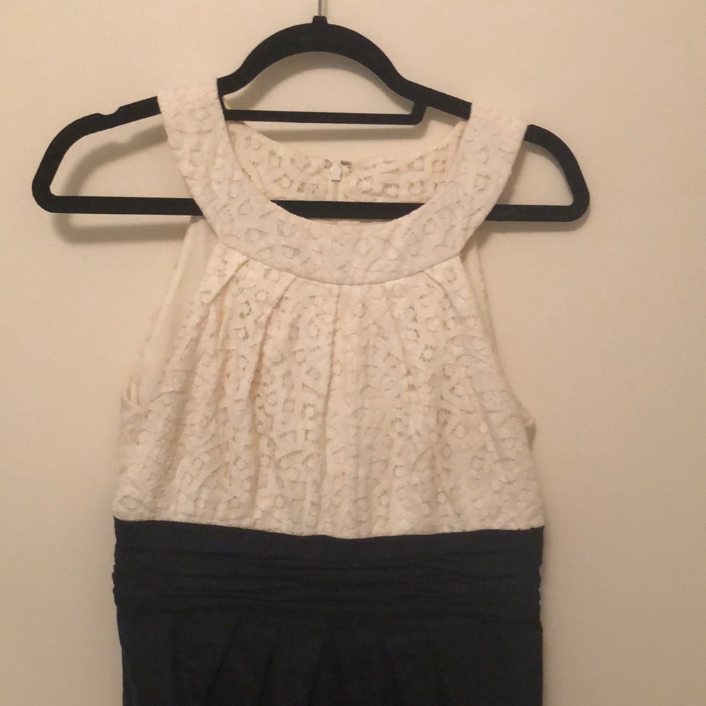 Lace and denim halter dress